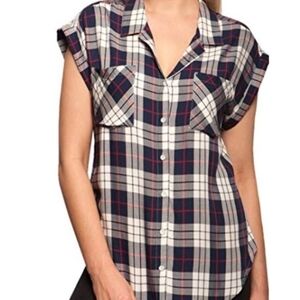 Plus size Jachs Girlfriend Flannel Cap Sleeve Shirt